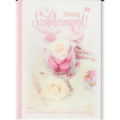 Borítékos képeslap: Boldog Születésnapot! (rózsa a pohárban)