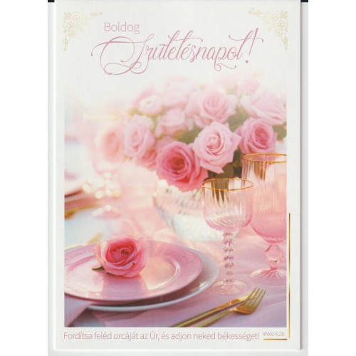 Borítékos képeslap: Boldog Születésnapot! (good news -rózsa tányérban)