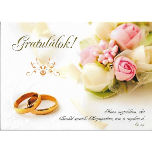 Borítékos képeslap : Gratulálok! (2 gyűrű oldalt)