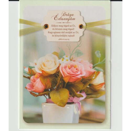Borítékos képeslap - Anyák napjára (vázában rózsák))