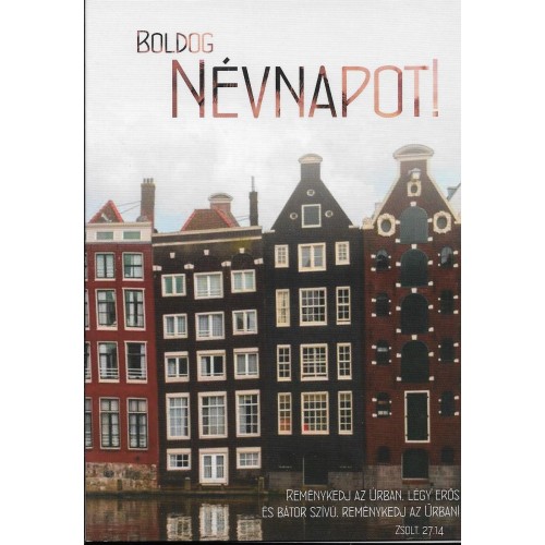 Borítékos képeslap: Boldog Névnapot! (házak)