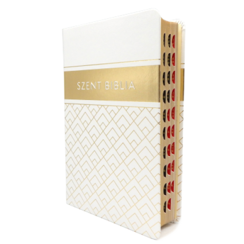 Biblia Patmos - Közepes - Fehér aranymintás -Regiszteres